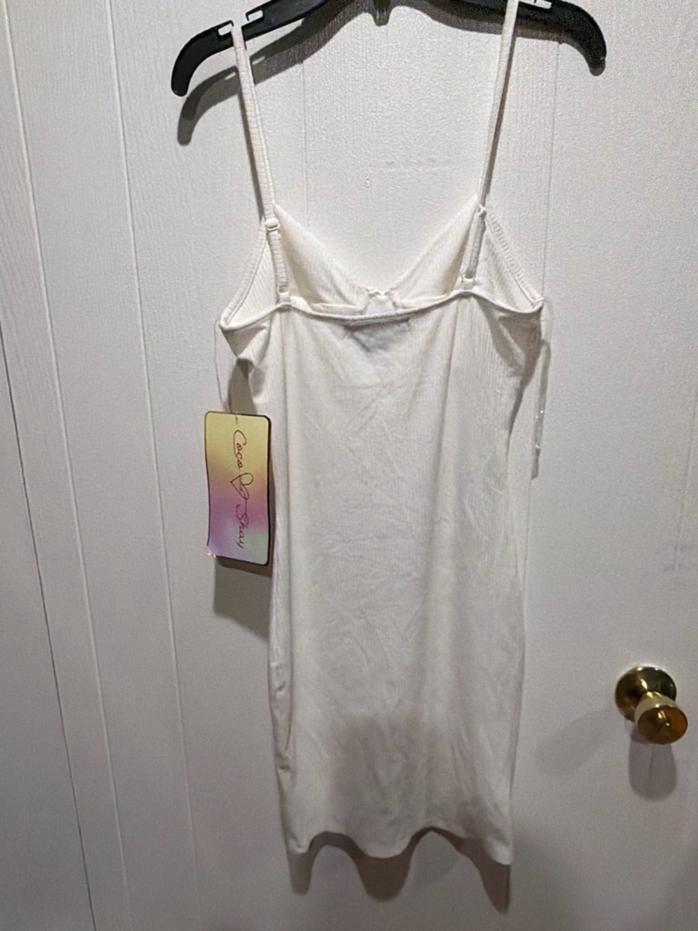 White Ribbed Slip Dress - Picture 2 of 2